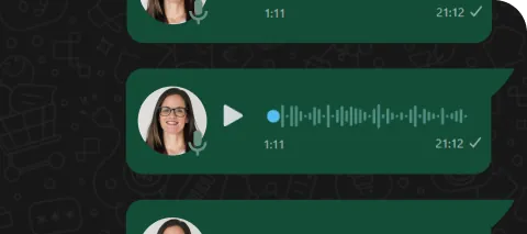 Áudios da Mylena numa conversa de WhatsApp