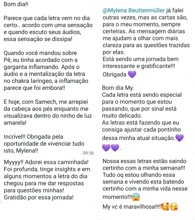 Mensagens de participantes contando como a Caminhada das Letras chegou no momento certo para cada uma